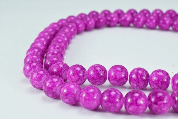 Two Tone Light Purple Glass Beads Round 8mm, Shiny Finish (Vintage Boho Style, Loose Strand, 95 Pieces)