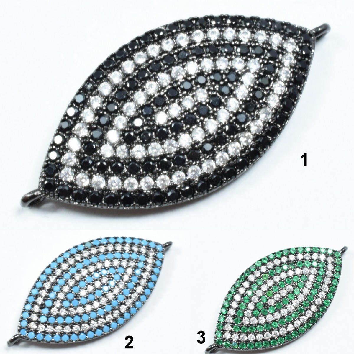Marquise Shape Eye Micro Pave CZ Rhinestone Spacer Beads High Quality Horizontal Hole 3 Colors jewelry making supplies - d...
