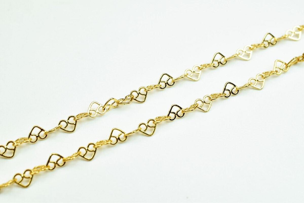 18K Pinky Gold Filled Look, EP Heart Chain Size 17.5" Long 2.5mm Width 0.5mm Thick  CG378 jewelry making supplies - detail...