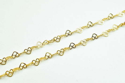 18K Pinky Gold Filled Look, EP Heart Chain Size 17.5" Long 2.5mm Width 0.5mm Thick  CG378 jewelry making supplies - detail...