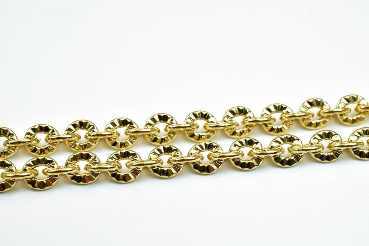 17.5" 18k Gold Filled Look, EP chain 5mm width 1mm thickness  CG356 jewelry making supplies - detail image 5