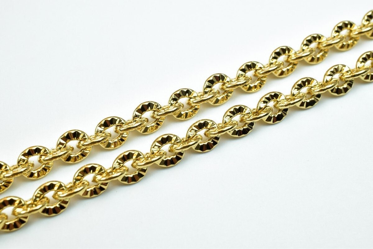 17.5" 18k Gold Filled Look, EP chain 5mm width 1mm thickness  CG356 jewelry making supplies - detail image 6