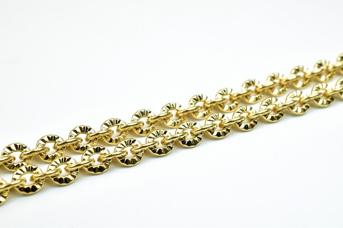 17.5" 18k Gold Filled Look, EP chain 5mm width 1mm thickness  CG356 jewelry making supplies - detail image 8