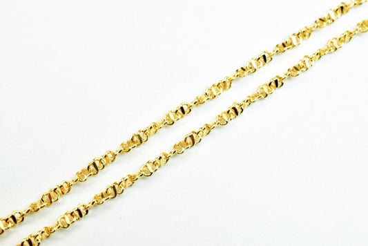 18K Pinky Gold Filled Look, EP Twisted Chain Size 17.5" Inch Long 1mm Width 1mm Thick  CG387 jewelry making supplies - det...
