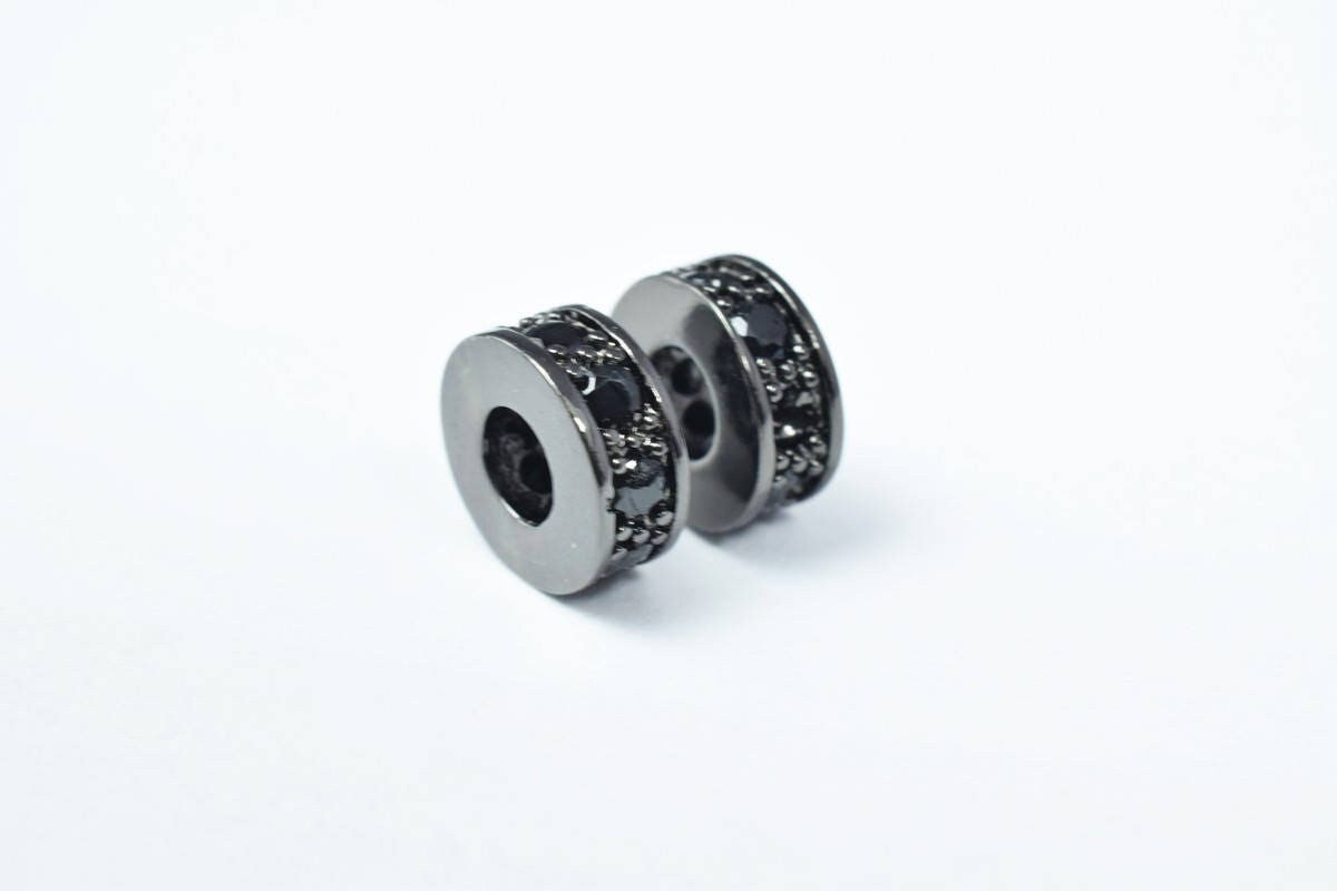 Micro Pave Cubic Zirconia CZ Rhinestone Beads Rondelle Wheel Spacers High Quality 4 Colors jewelry making supplies - detai...