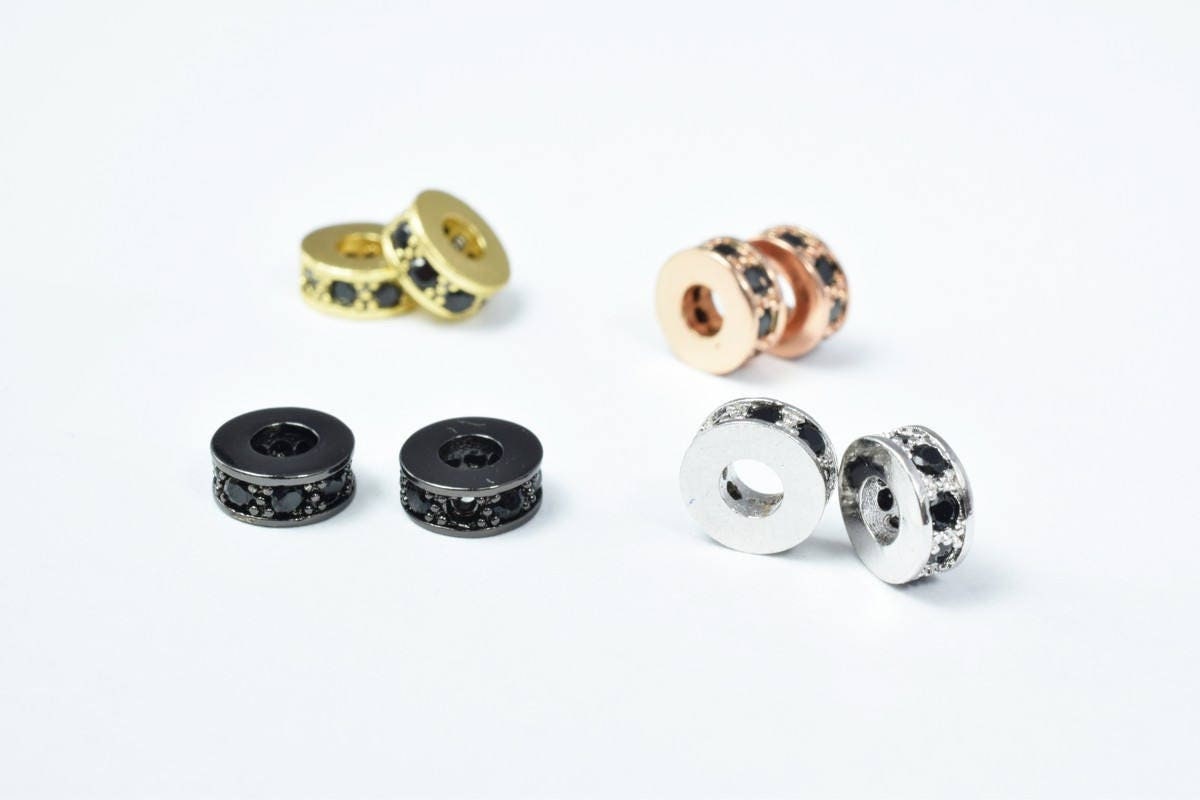 Micro Pave Cubic Zirconia CZ Rhinestone Beads Rondelle Wheel Spacers High Quality 4 Colors jewelry making supplies - detai...