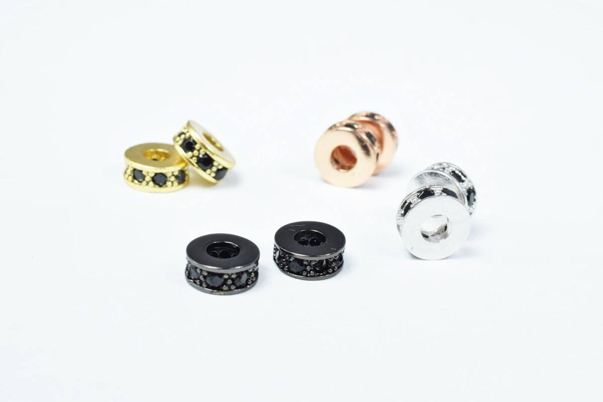 Micro Pave Cubic Zirconia CZ Rhinestone Beads Rondelle Wheel Spacers High Quality 4 Colors jewelry making supplies - detai...