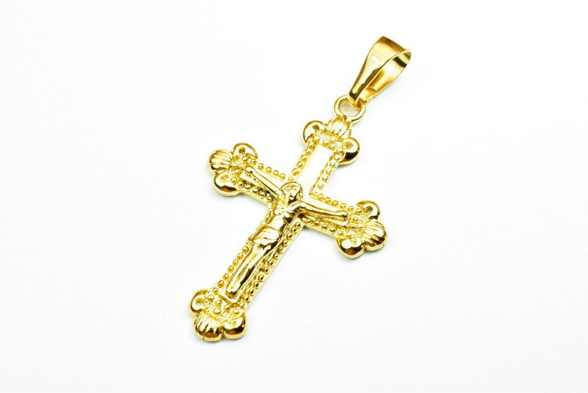 18K as Gold Filled* Cross Pendants Size 47x31mm, Christian Religious Cross Charm, First Communion Baby Baptism For Jewelry...