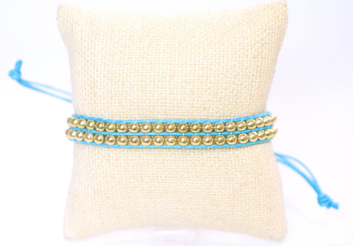 1 dollar for dozen Gold Beads 4mm Macrame Hand Made Bracelet  6 colors 56 Beads in one bracelet and wholesale jewelry maki...