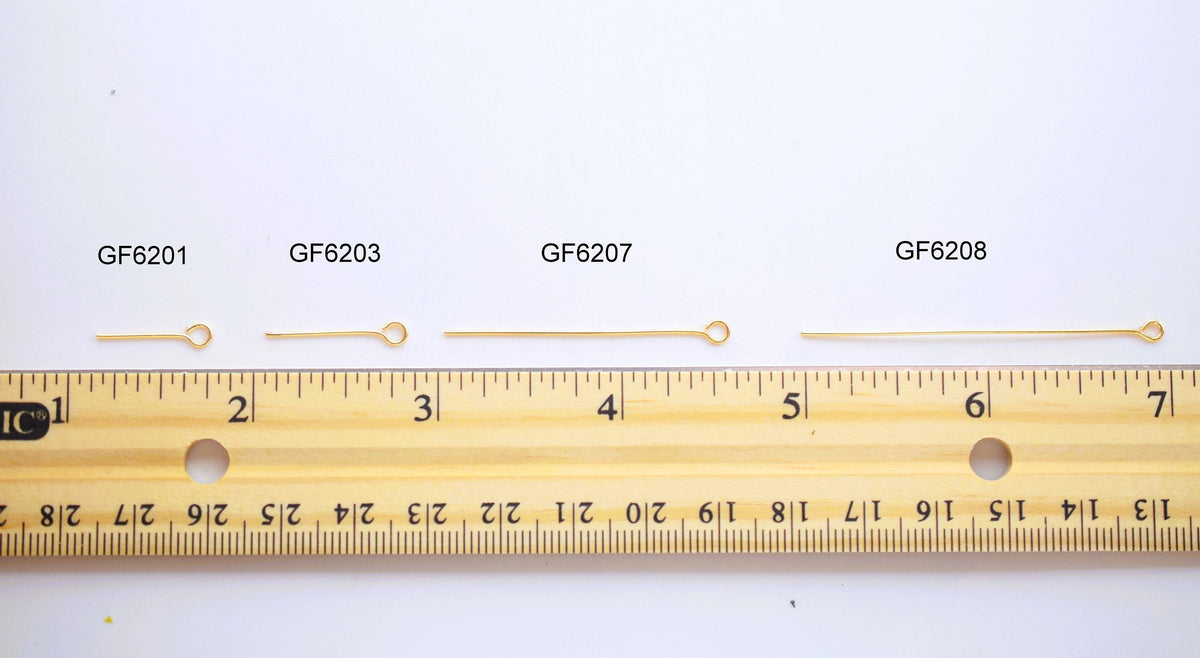 Eye Pins Gold Filled Alternative Connector Pins, Multi-Size Selection (0.6"–2", 20 Gauge, Tarnish-Resistant )