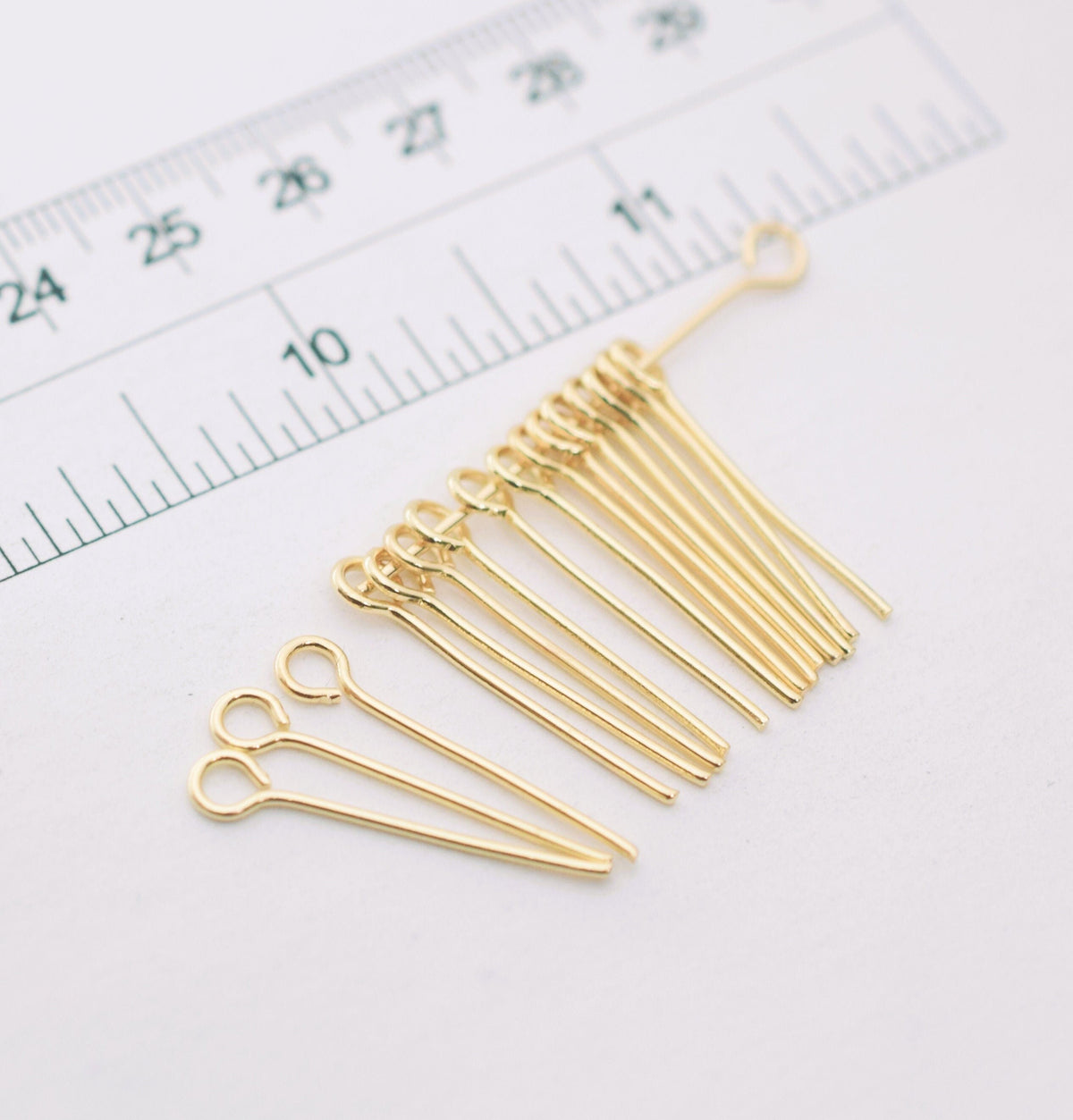Eye Pins Gold Filled Alternative Connector Pins, Multi-Size Selection (0.6"–2", 20 Gauge, Tarnish-Resistant )
