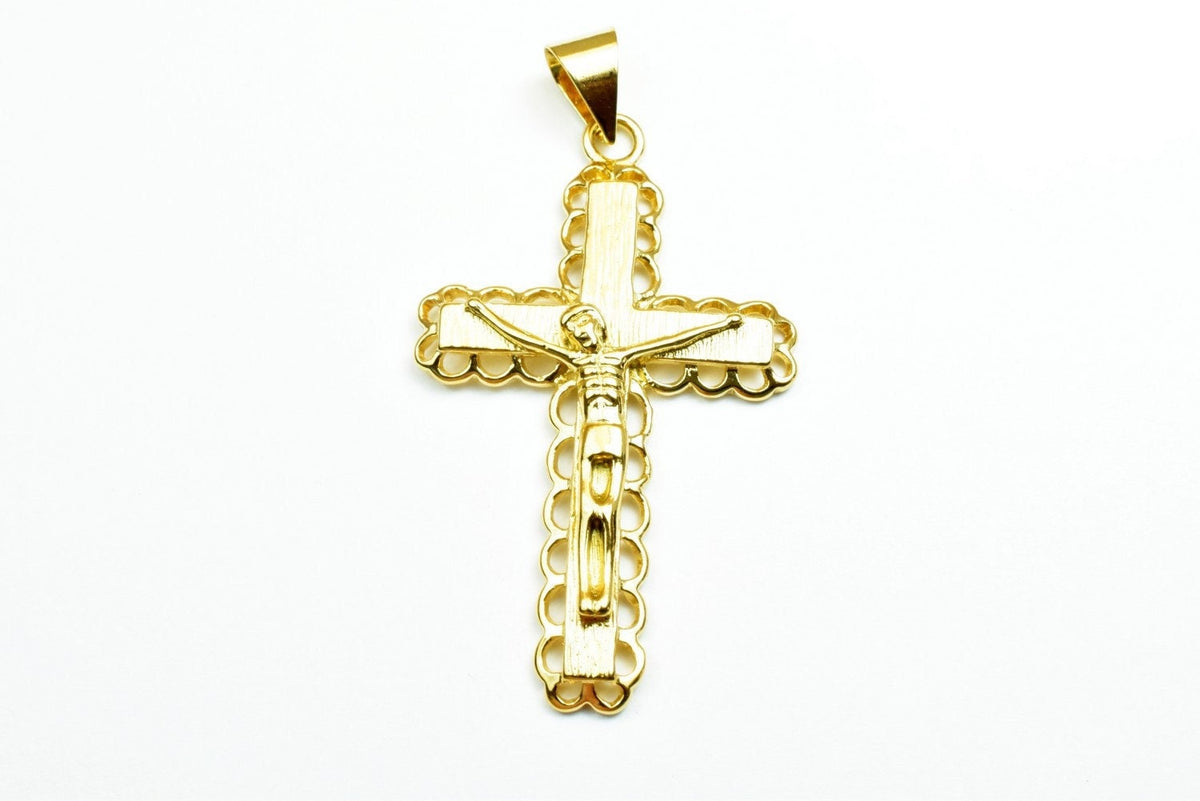 18K as as Gold Filled* tarnish resistant Cross Pendant Charm Jesus Size 50x30mm Christian Religious Cross For Jewelry Maki...