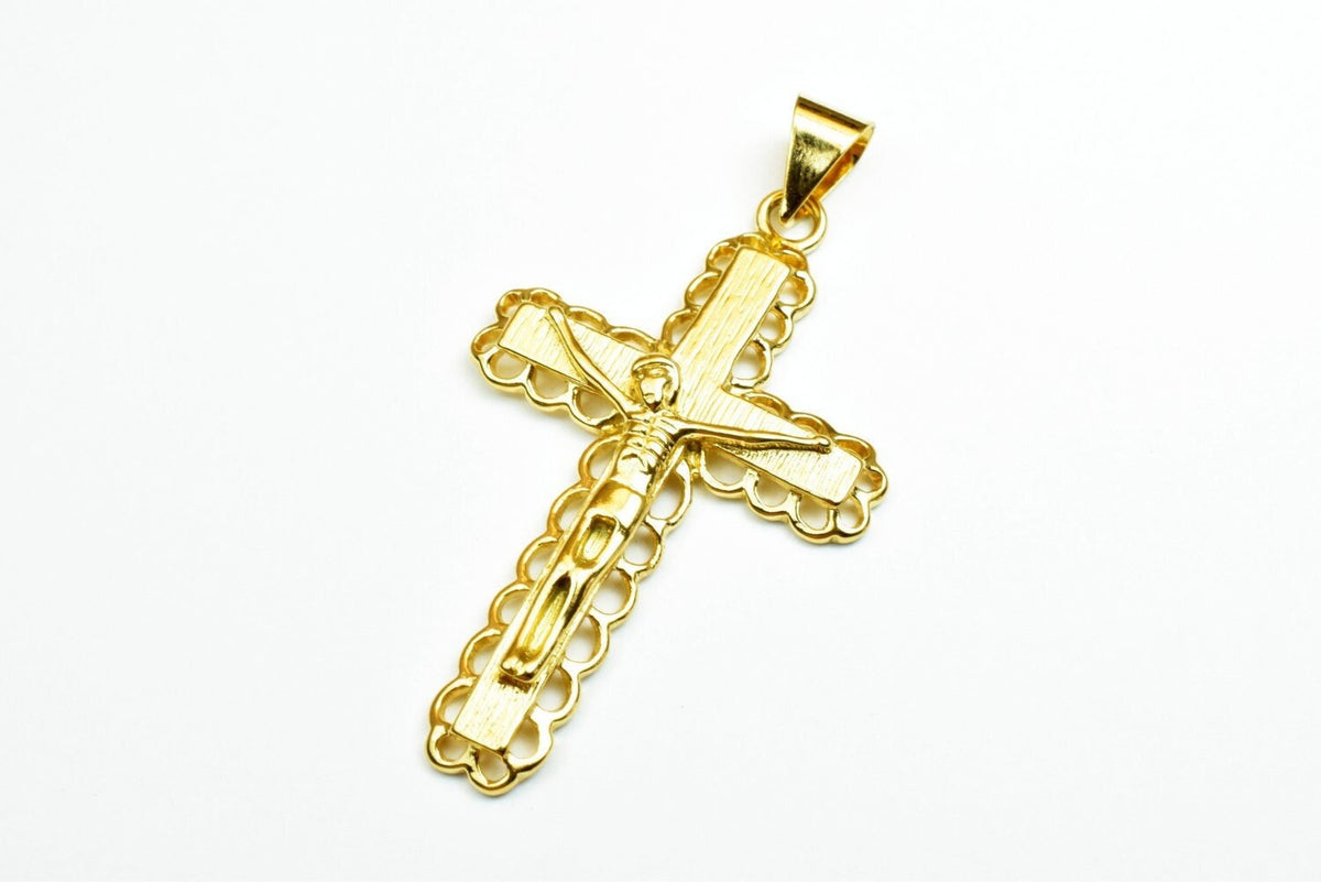18K as as Gold Filled* tarnish resistant Cross Pendant Charm Jesus Size 50x30mm Christian Religious Cross For Jewelry Maki...