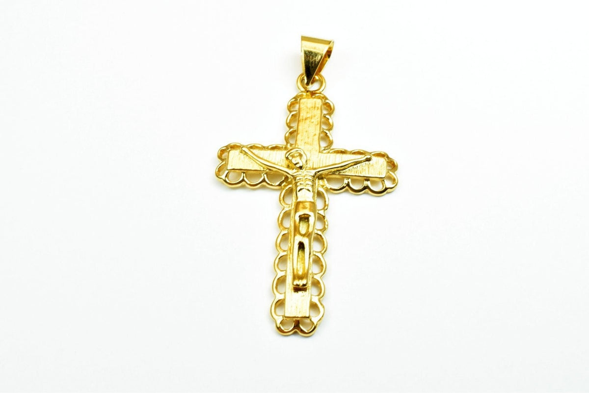 18K as as Gold Filled* tarnish resistant Cross Pendant Charm Jesus Size 50x30mm Christian Religious Cross For Jewelry Maki...