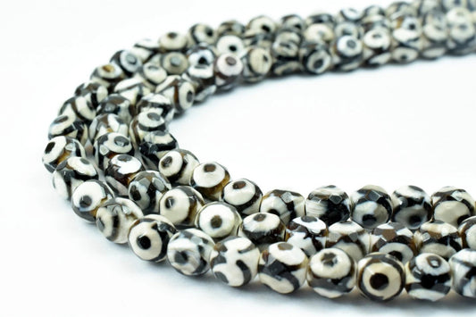 6 mm eye tibetan dzi agate gemstone round stone beads black and white natural love birthstone gemstone for jewelry making...