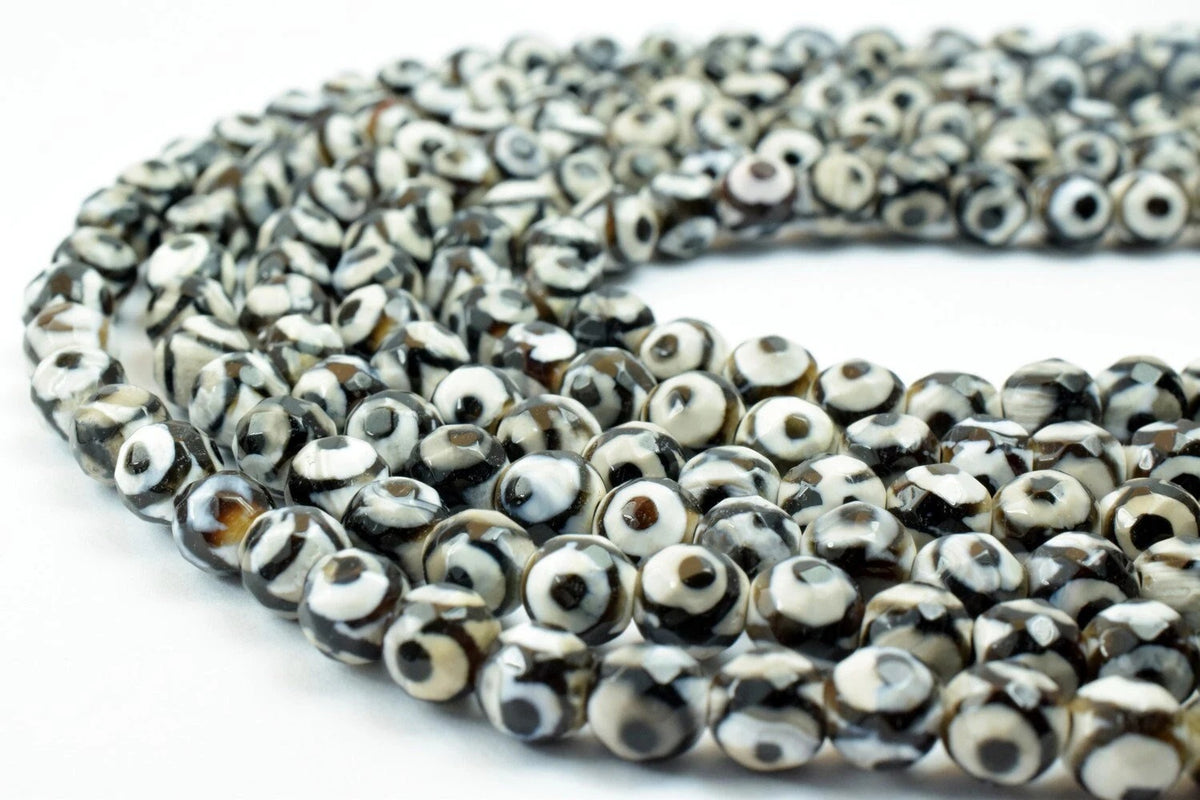 6 mm eye tibetan dzi agate gemstone round stone beads black and white natural love birthstone gemstone for jewelry making...
