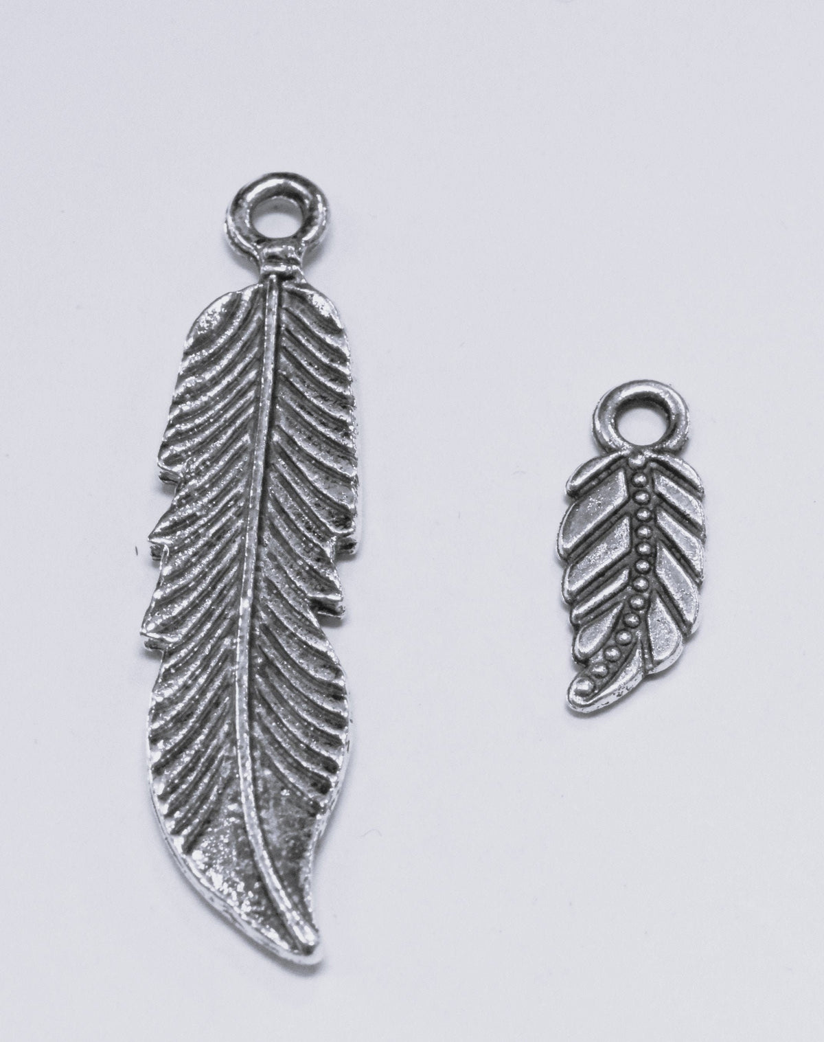 Antique Silver Tropical Textured Leaf Pendant small and big charm 43x10mm/18x7mm Sold by pack Findings for Jewelry making...