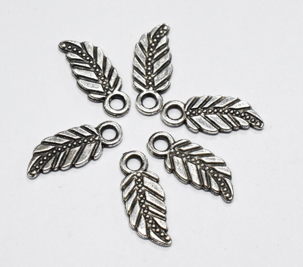 Antique Silver Tropical Textured Leaf Pendant small and big charm 43x10mm/18x7mm Sold by pack Findings for Jewelry making...