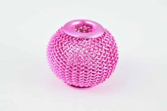 6 PCs Wire Mesh Beads Basketball wives large hole Round Beads 18mm metal jewelry big hoop earring chunky bead jewelry maki...