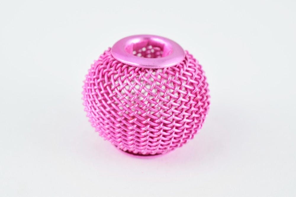 6 PCs Wire Mesh Beads Basketball wives large hole Round Beads 18mm metal jewelry big hoop earring chunky bead jewelry maki...