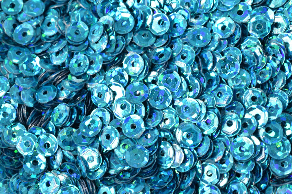 3mm 4mm Teal Royal Blue Cup Sequins - Glossy Iridescent Loose Paillettes - 2000pcs Pack, Round Shape, Sewing and Apparel Trim