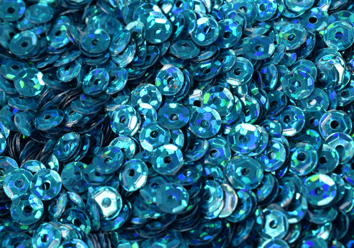 3mm 4mm Teal Royal Blue Cup Sequins - Glossy Iridescent Loose Paillettes - 2000pcs Pack, Round Shape, Sewing and Apparel Trim