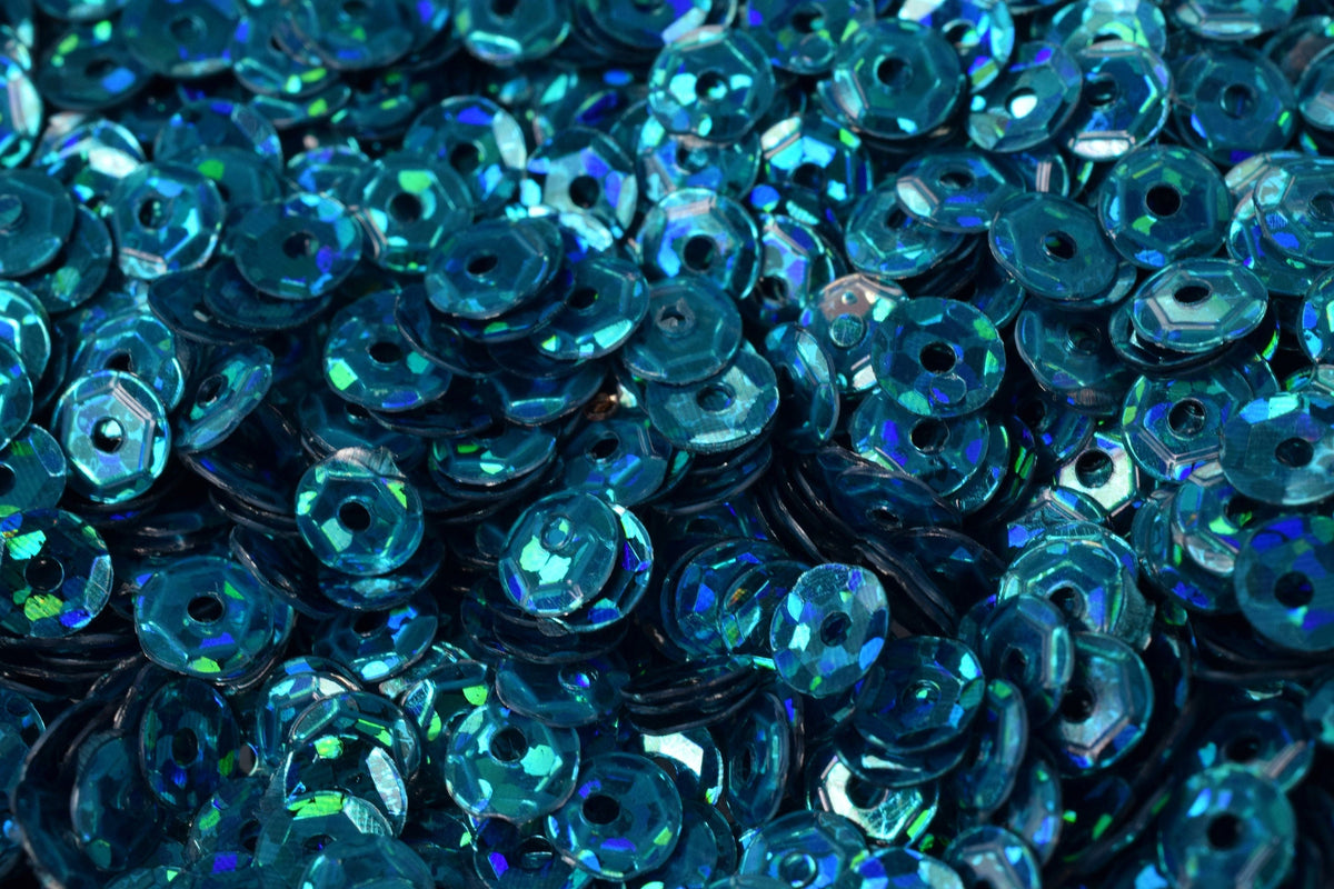 3mm 4mm Teal Royal Blue Cup Sequins - Glossy Iridescent Loose Paillettes - 2000pcs Pack, Round Shape, Sewing and Apparel Trim