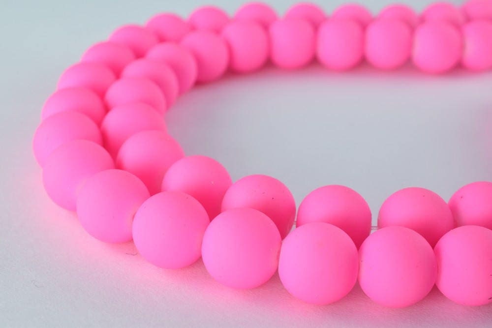 Glass Beads Matte Pink Rubber Over Glass Beads Size 10mm Round For Jewelry Making Item#789222045845 jewelry making supplies