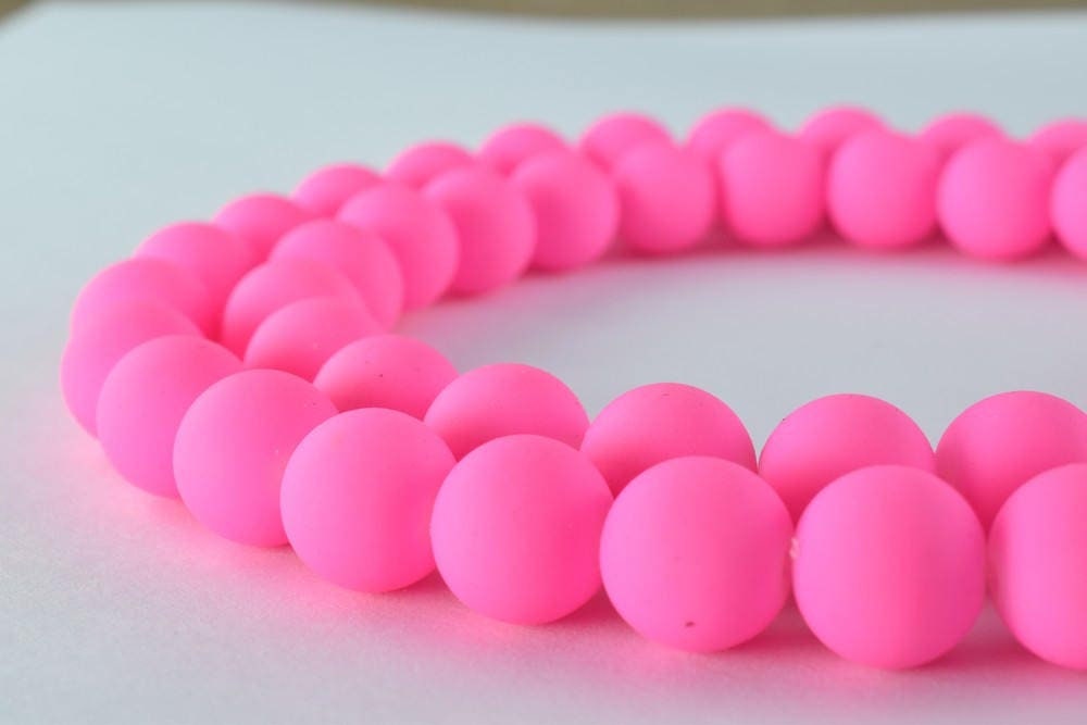 Glass Beads Matte Pink Rubber Over Glass Beads Size 10mm Round For Jewelry Making Item#789222045845 jewelry making supplie...