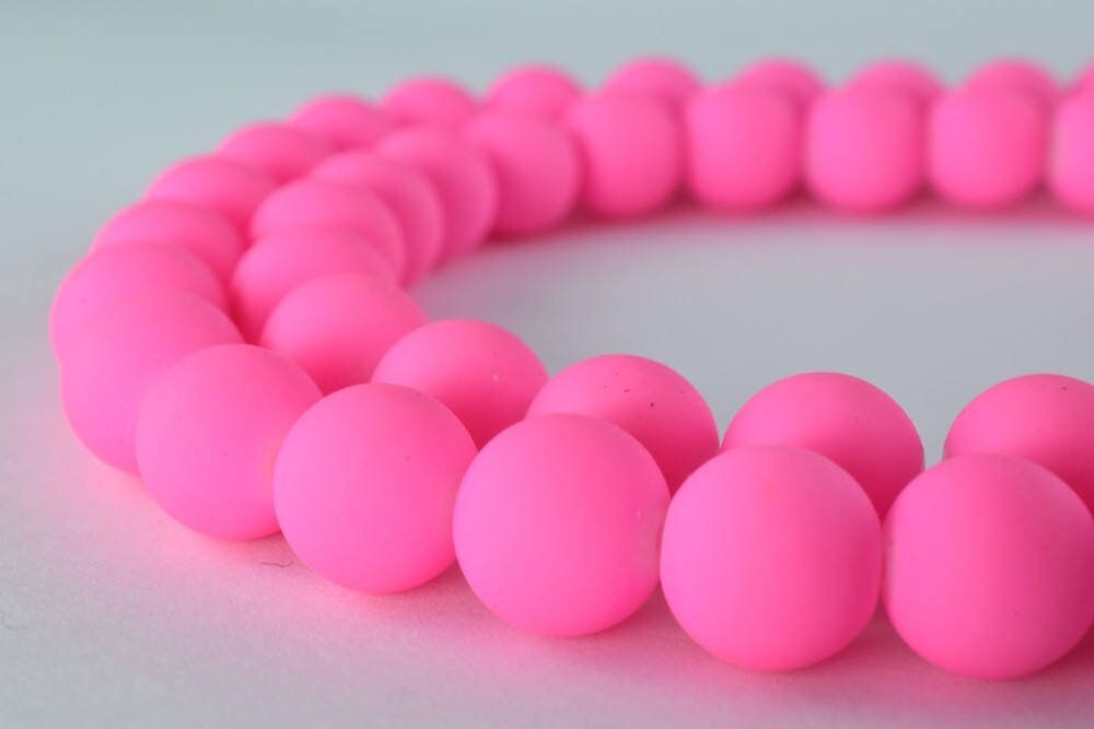 Glass Beads Matte Pink Rubber Over Glass Beads Size 10mm Round For Jewelry Making Item#789222045845 jewelry making supplie...