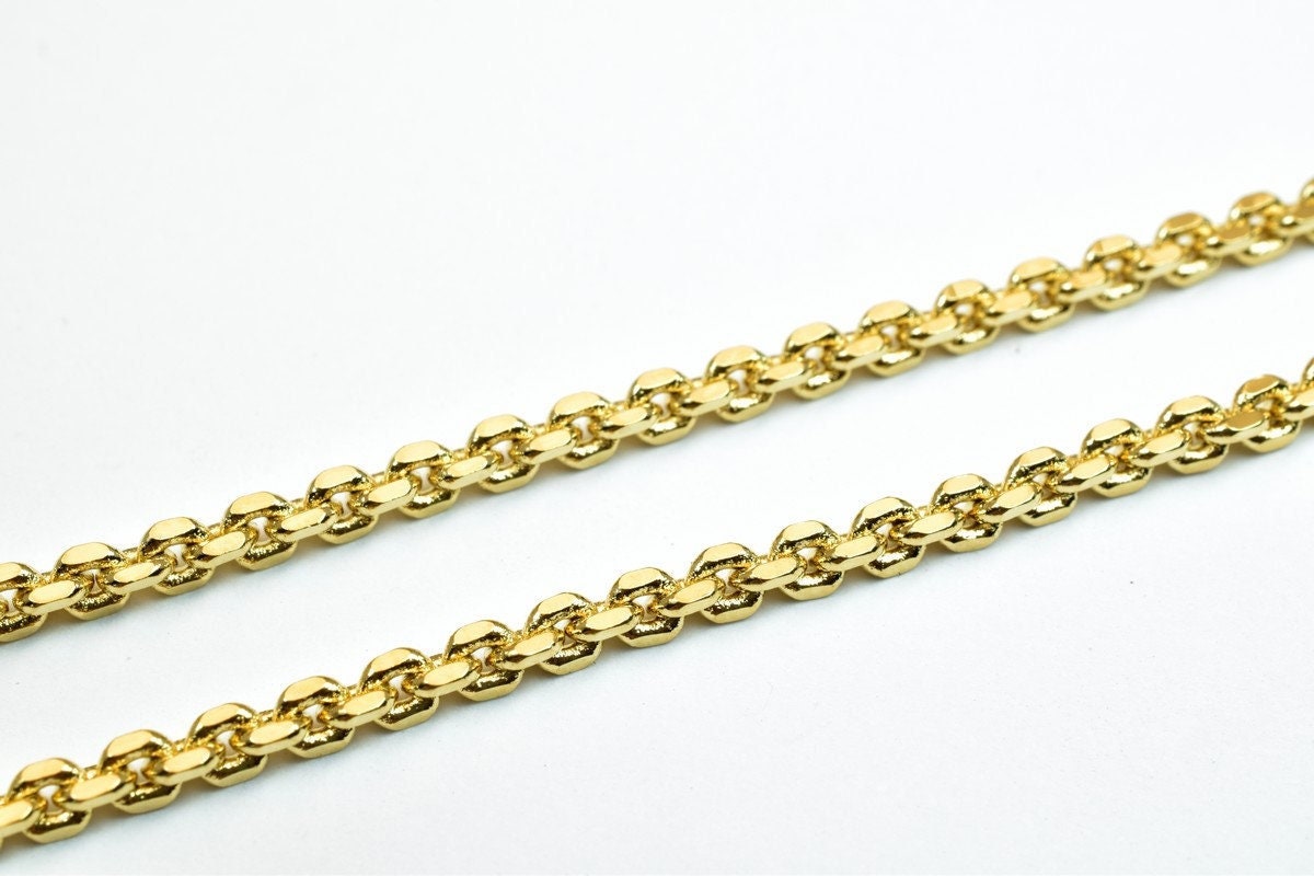 17.5" 18K Gold Filled Look, EP Chain 2mm Width 2mm Thickness  CG344 jewelry making supplies - detail image 5