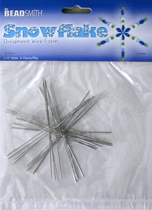 Snowflake Wire Frame DIY Craft Kit: Beaded Holiday Ornament, Jewelry Wire Focus (3 Sizes, Ribbon Loop Included)