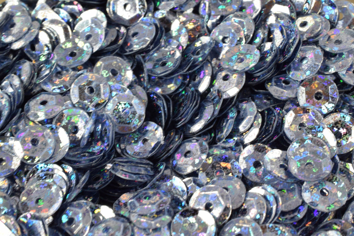 Blue Grey Cup Iridescent Sheen Sequins: Shimmering Round Loose Paillettes for Apparel & Crafts (3-6mm, Lightweight, 2000pcs Pack)