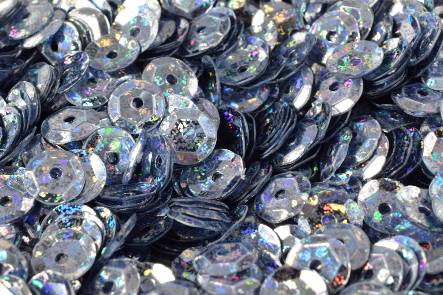 Blue Grey Cup Iridescent Sheen Sequins: Shimmering Round Loose Paillettes for Apparel & Crafts (3-6mm, Lightweight, 2000pcs Pack)