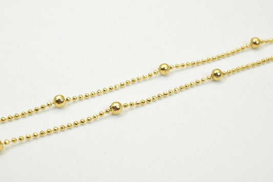 17"  18K Gold Filled Look, EP Chain Ball Beads Width 1.5mm Bead 3mm Item  CG16 jewelry making supplies