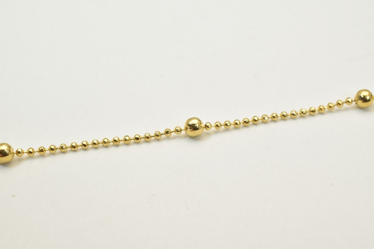17"  18K Gold Filled Look, EP Chain Ball Beads Width 1.5mm Bead 3mm Item  CG16 jewelry making supplies - detail image 2