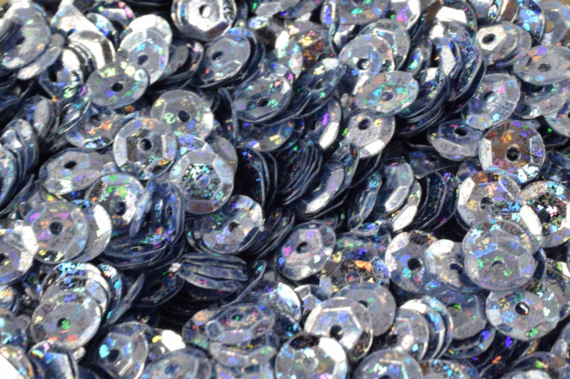 Blue Grey Cup Iridescent Sheen Sequins: Shimmering Round Loose Paillettes for Apparel & Crafts (3-6mm, Lightweight, 2000pcs Pack)