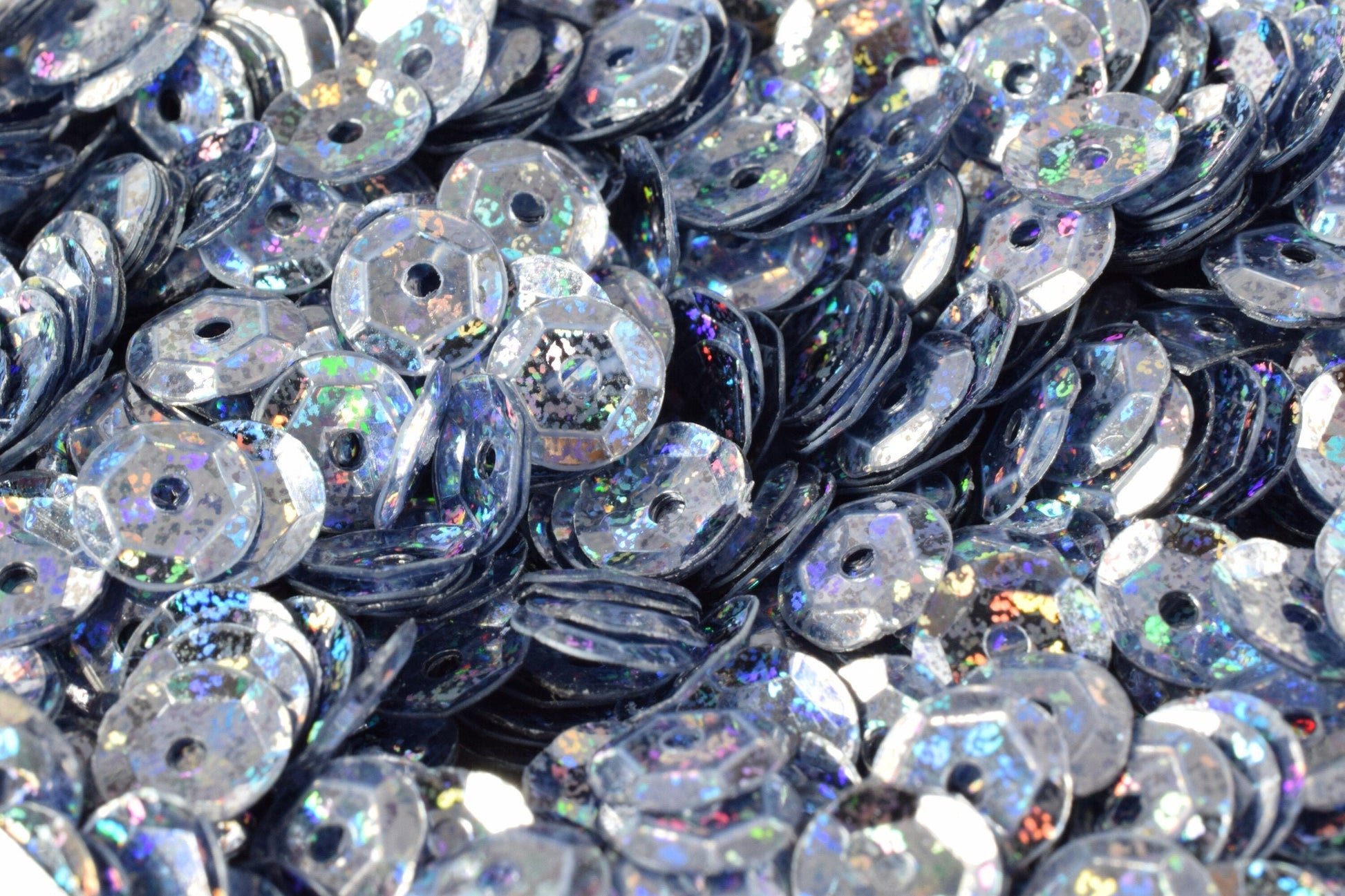 Blue Grey Cup Iridescent Sheen Sequins: Shimmering Round Loose Paillettes for Apparel & Crafts (3-6mm, Lightweight, 2000pcs Pack)