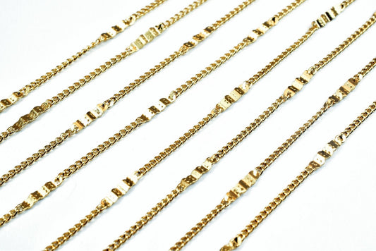 18K Gold Filled Alternative Bar Curb Chain: Durable Tarnish-Resistant 2mm Width - , Jewelry Craft Supply, 23.5 Inch Length