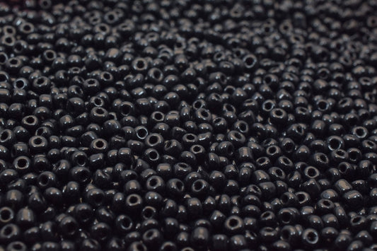 Black Glass Seed Beads Bulk: Mixed Sizes 8/0 & 6/0, Loose Round Craft Supplies (1 Pound, Approx 16,000 Pieces)