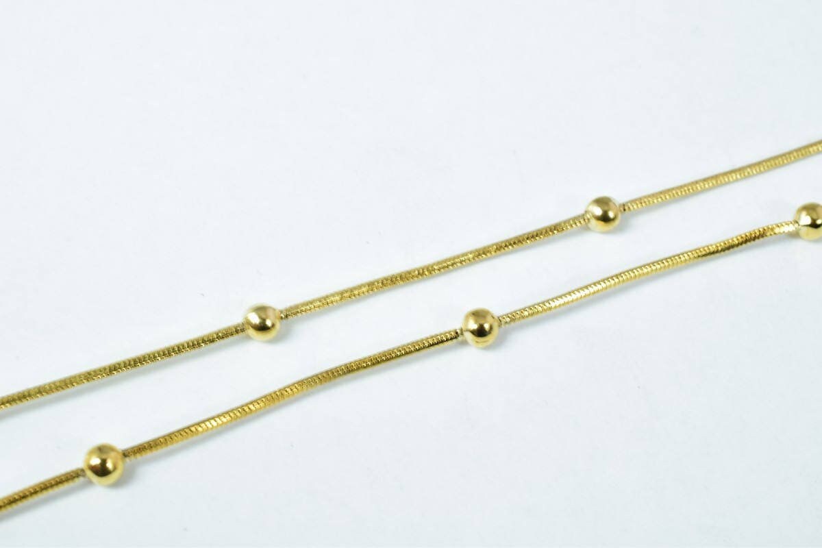 gold filled EP tarnish resistant Chain 18KT gold filled tarnish resistant Size 19.85" Long 1mm Thickness 3.5mm Ball Item #...