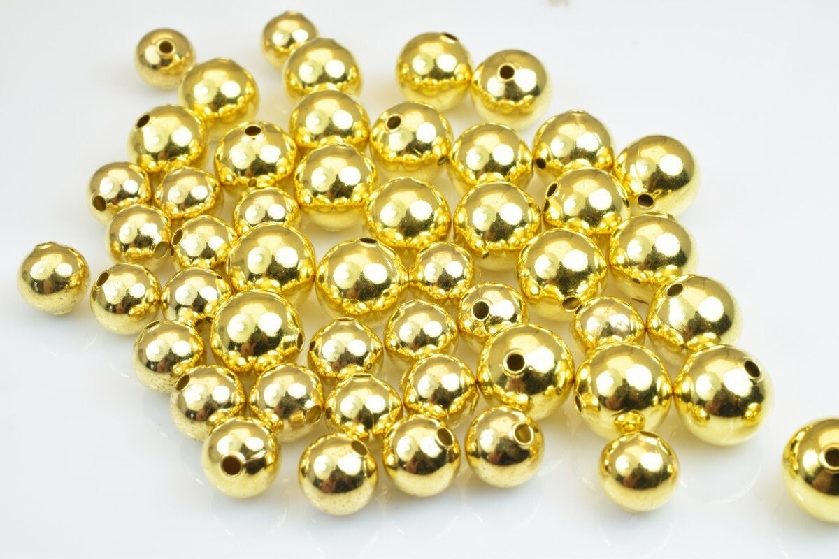 Plain Gold Plated Carved Round Beads 8mm/10mm Plain Ball For Jewelry Making jewelry making supplies - detail image 2