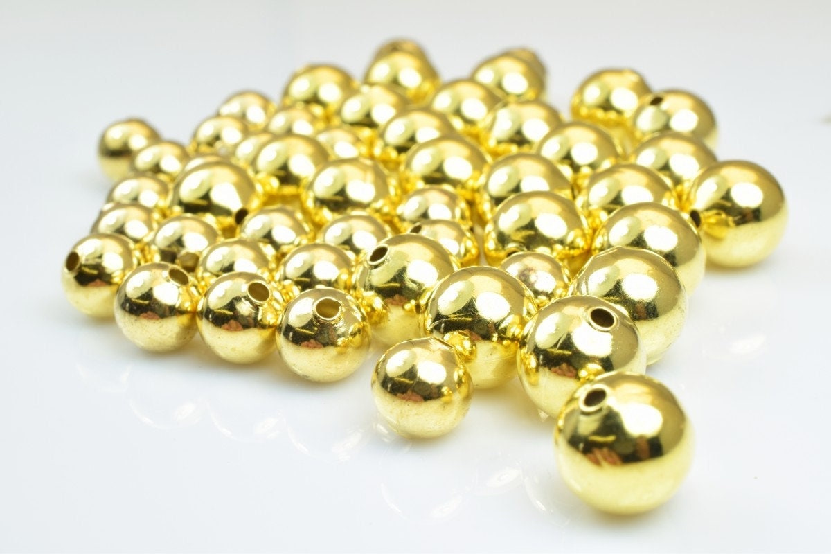 Plain Gold Plated Carved Round Beads 8mm/10mm Plain Ball For Jewelry Making jewelry making supplies - detail image 3