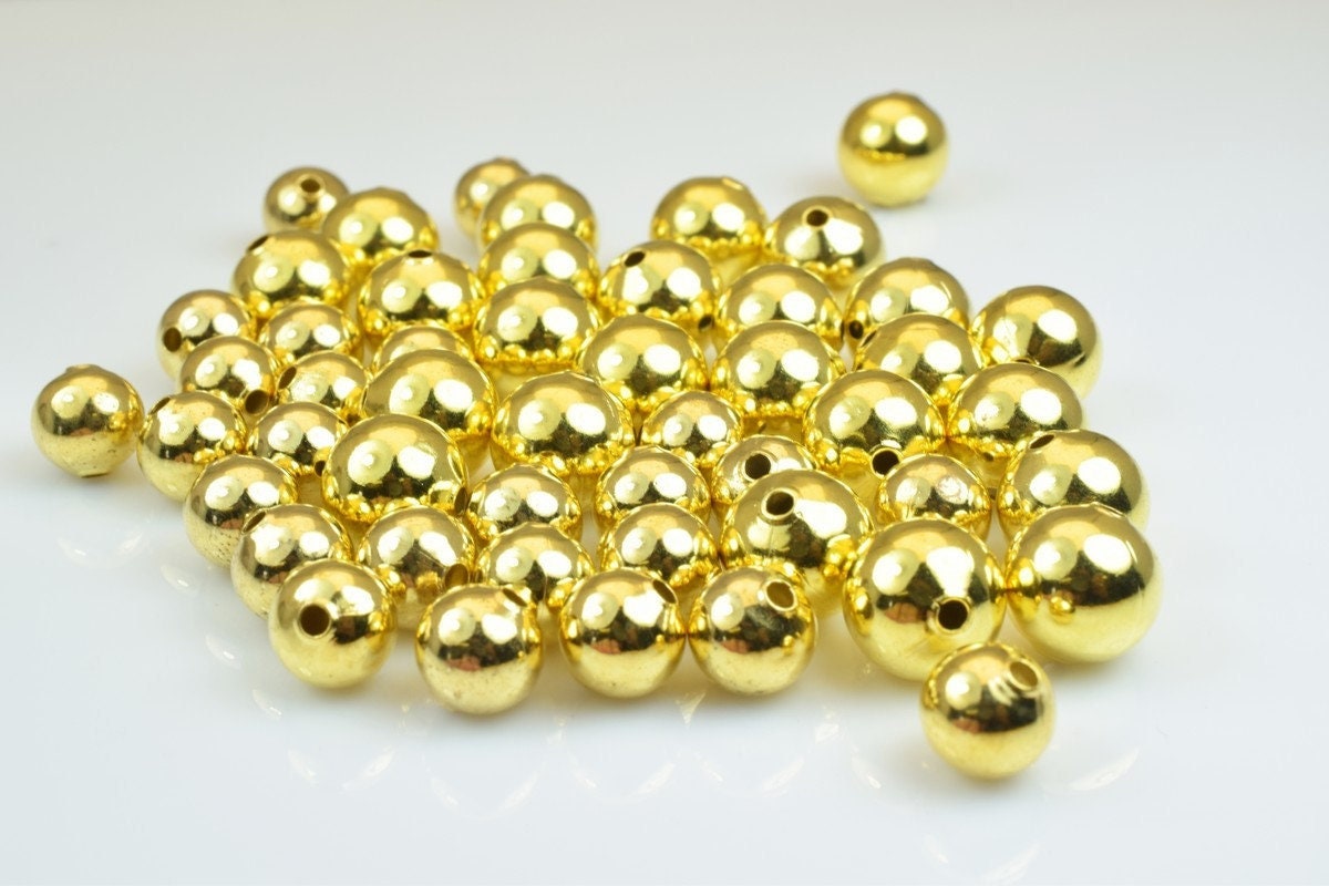 Plain Gold Plated Carved Round Beads 8mm/10mm Plain Ball For Jewelry Making jewelry making supplies - detail image 6