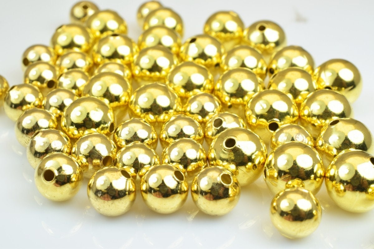 Plain Gold Plated Carved Round Beads 8mm/10mm Plain Ball For Jewelry Making jewelry making supplies - detail image 9