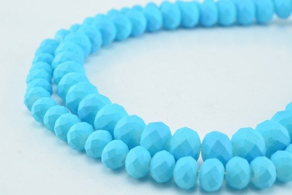 2 Strands Matte Glass Beads Donut Rondelle Faceted Jewelry Decoration Chandelier 4x6mm and 6x8mm. 2 Sizes Group 60 PCs ea...