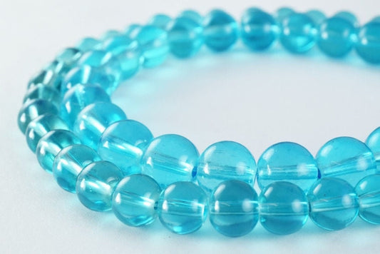 Blue Glass Beads Round 8mm-10mm: Vibrant Blue Shine - Smooth Finish, Vintage Style, Kids Craft, Jewelry Making Supplies