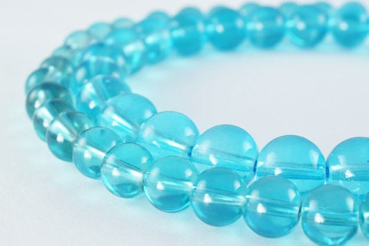 Blue Glass Beads Round 8mm-10mm: Vibrant Blue Shine - Smooth Finish, Vintage Style, Kids Craft, Jewelry Making Supplies