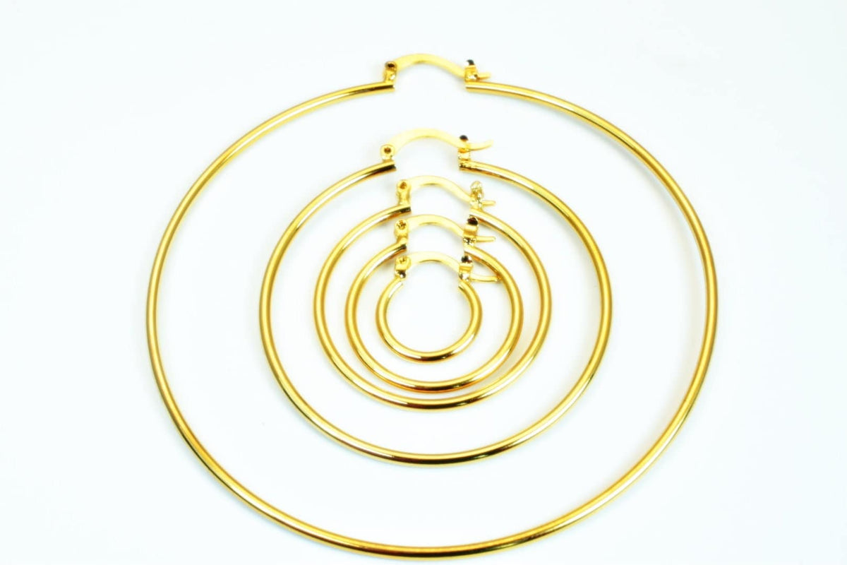 Plain Hoop Earrings, 18K Gold Filled EP Findings,15mm, 20mm, 25mm, 30mm, 35mm, 40mm, 50mm,  thickness of 1.5mm; only 15mm...