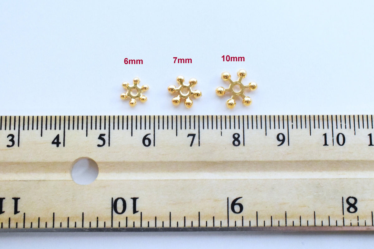 Daisy Flower Gold Filled Look, EP Spacer Flower Roundel 5mm,6mm,7mm,8mm,10mm jewelry making supplies - detail image 3
